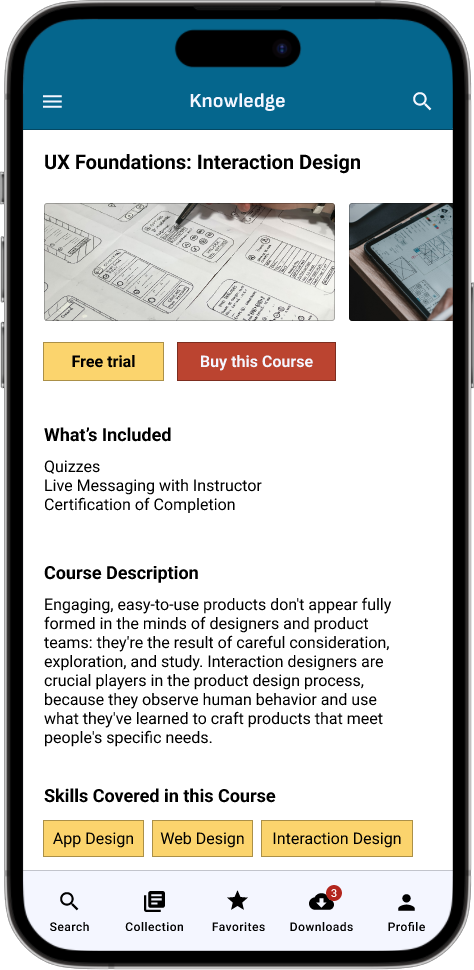 Knowledge Mockups - Mobile App (Responsive Design) - Course Overview