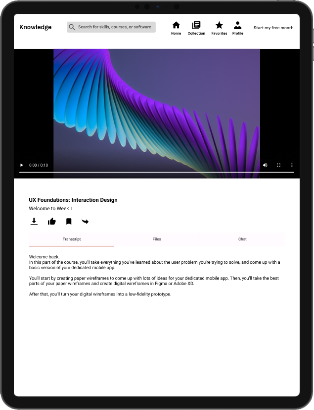 Knowledge Mockups - Tablet (Responsive Design) - Video Playback