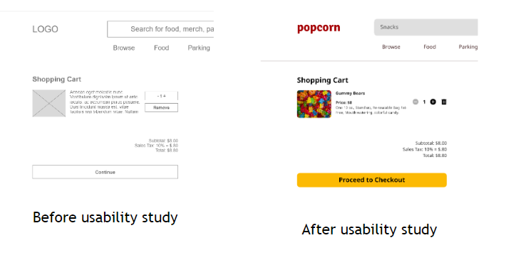 popcorn - Before and After Usability Study - First Round Screenshots