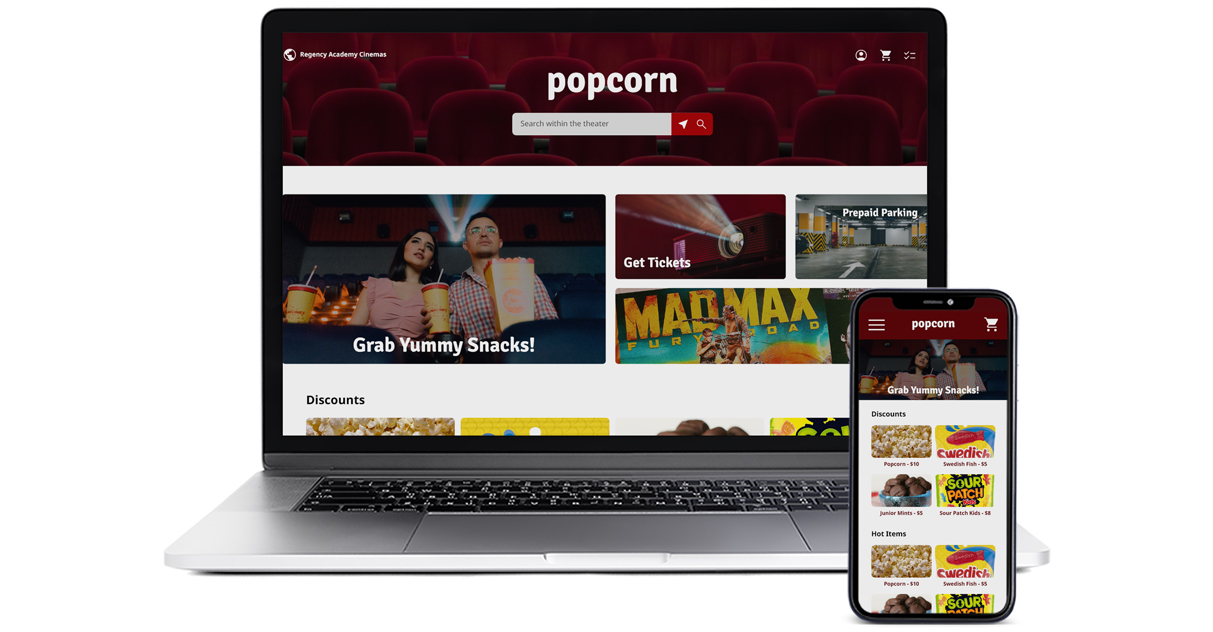 popcorn - Visualization of how the website would appear on laptop and mobile devices.
